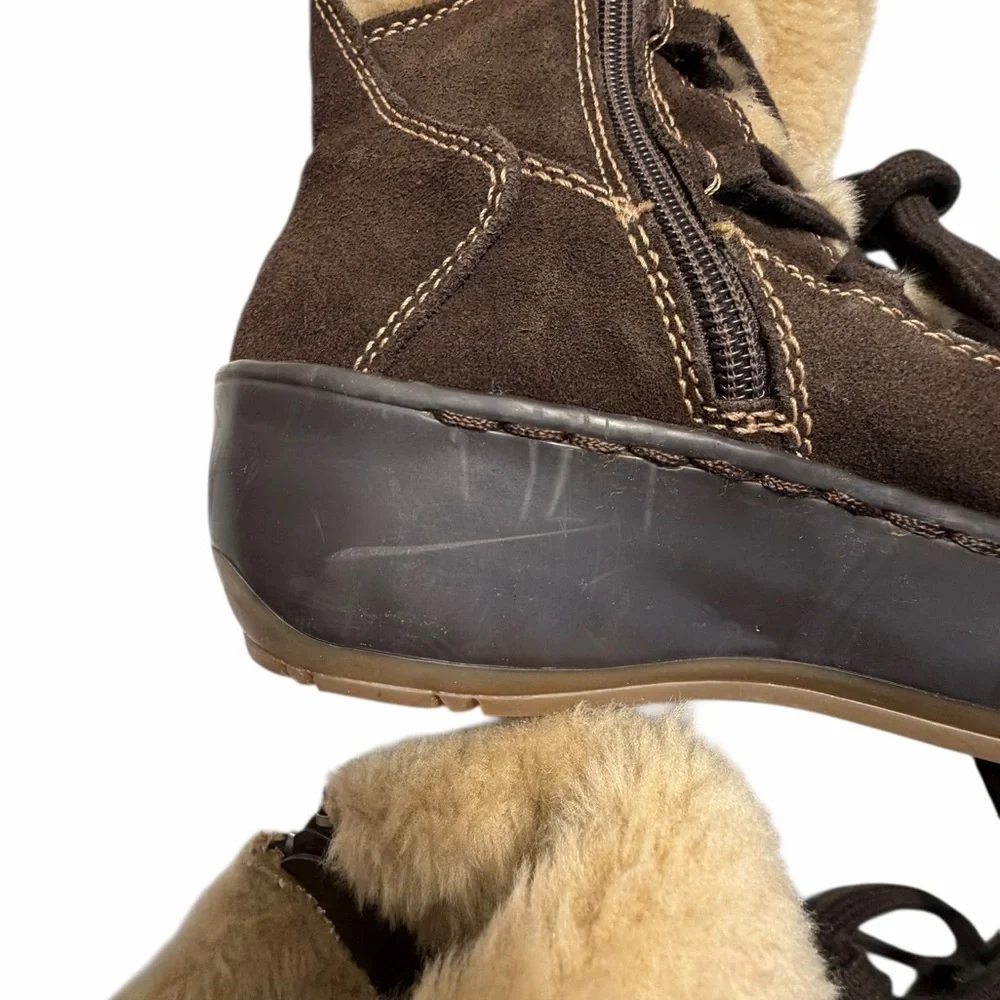 Naturalizer Brown Leather and Faux Fur-Lined Women's Snow Boots Sz 9.5